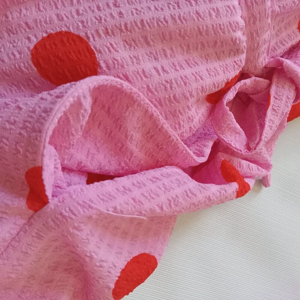 Scoop Pink and Red Polka Dot Off the Shoulder Plus Size Maxi Dress Women's XXL - Picture 9 of 12